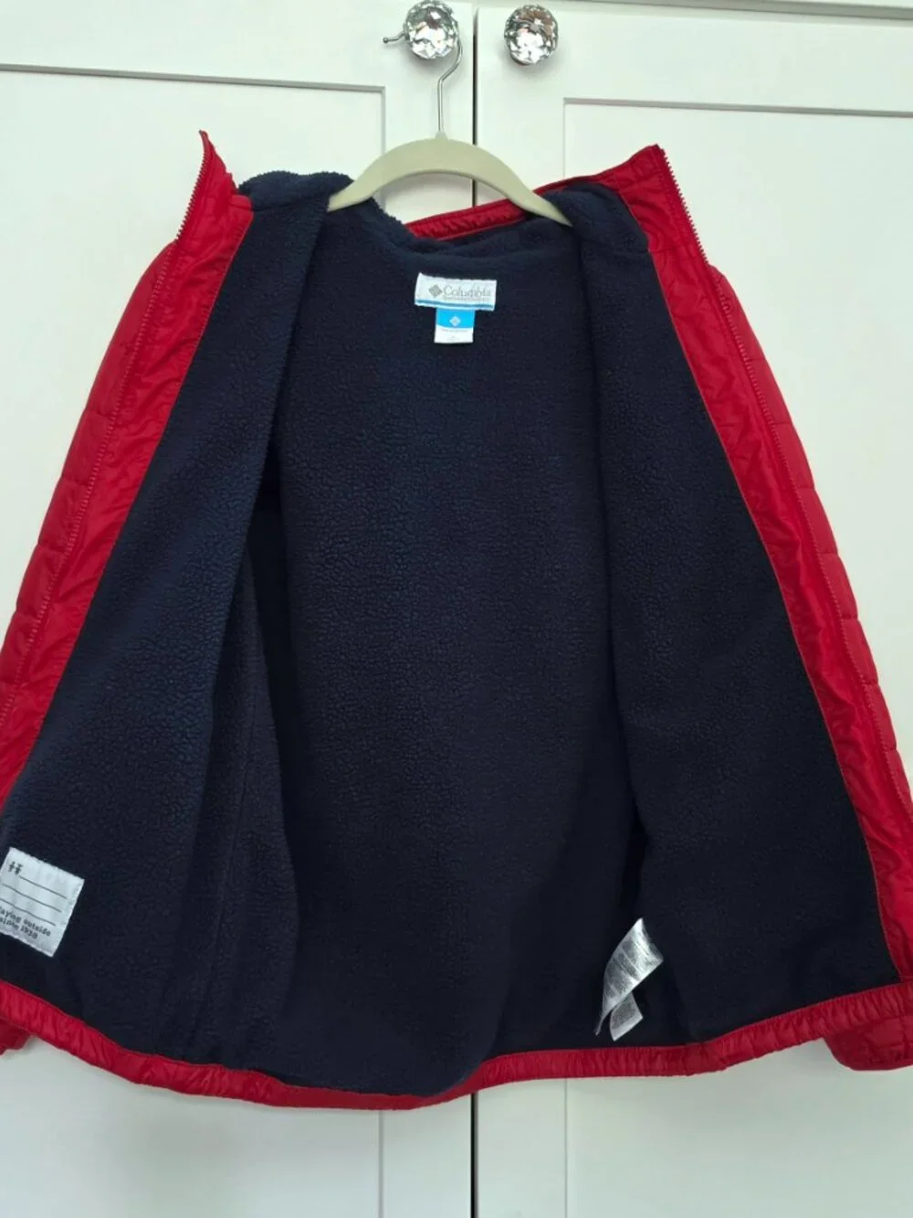 Columbia Boys Red Rugged Ridge Sherpa Lined Hooded Jacket Size L/14-16 EUC